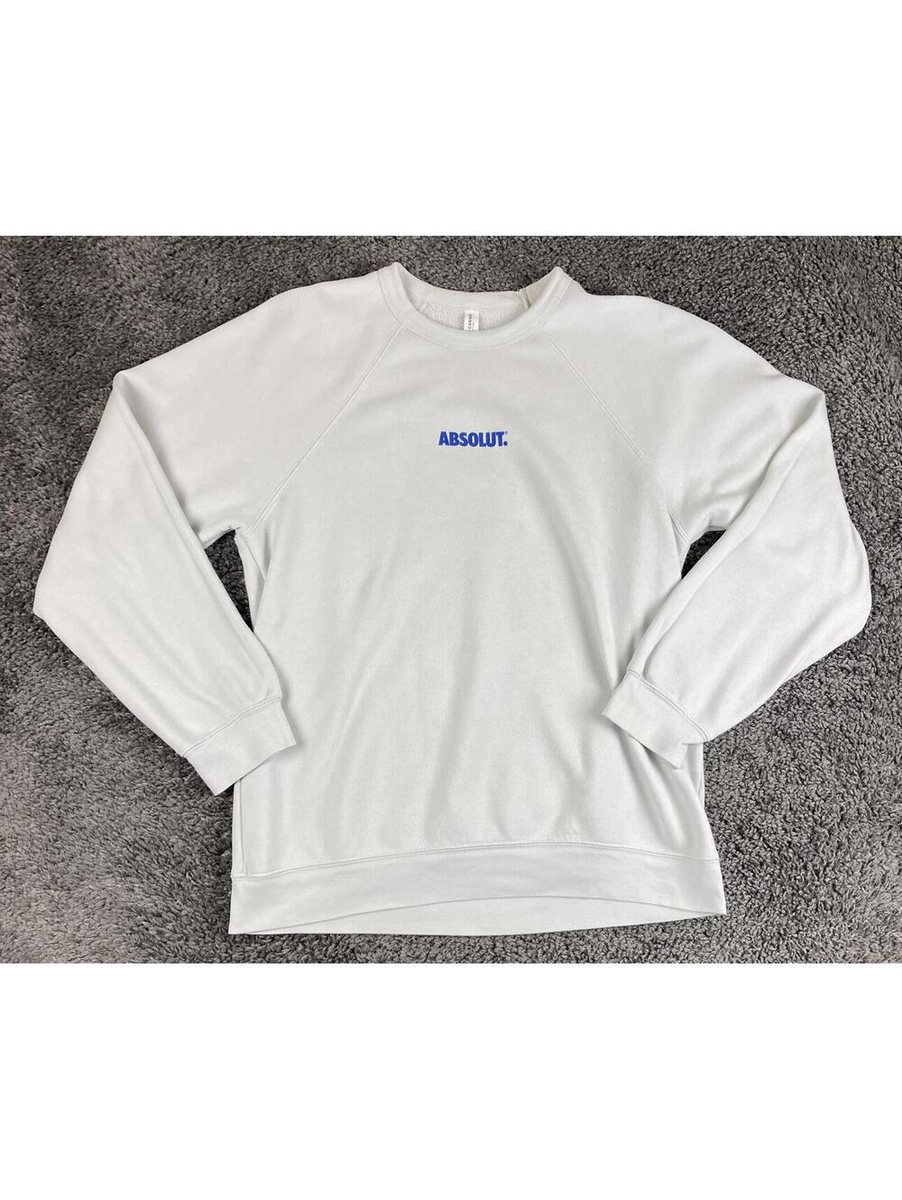 Absolut Vodka Sweatshirt Mens Light Gray Fleece Crewneck Pullover Sweater Sz XL